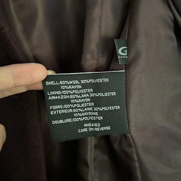 Nine West wool pea coat burgundy - Picture 5 of 5